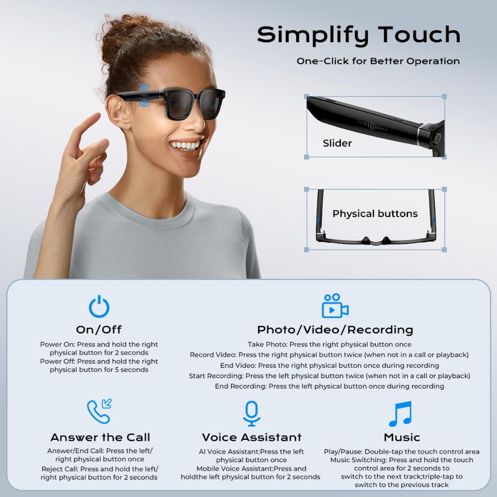 Smart HD Camera Glasses with V - Smart Glasses Lens 评论和价格
